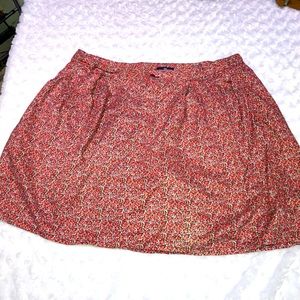 Gap Red Purple Micro Floral Print Fully Lined Cotton Pocket Skirt